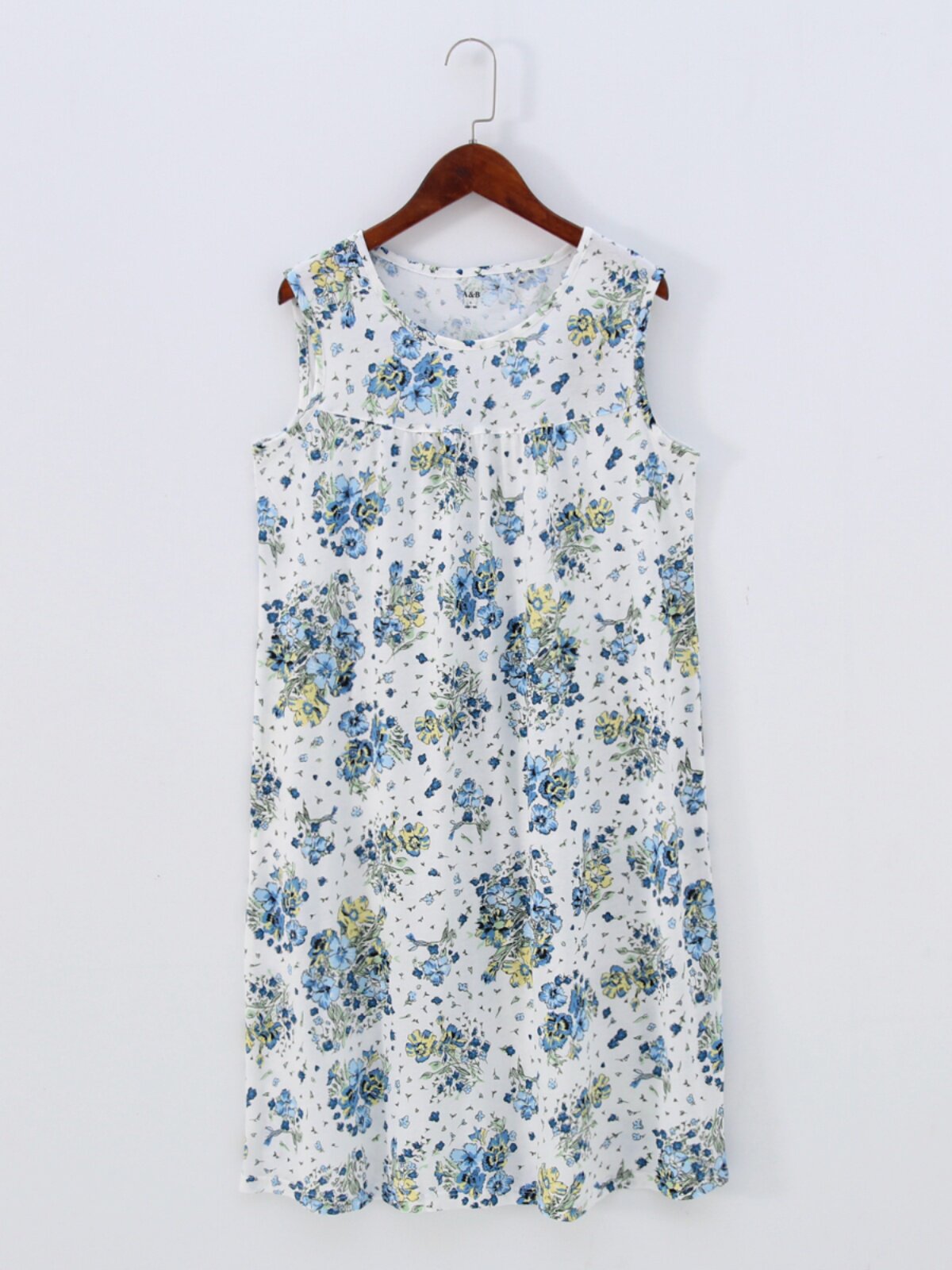 AB 속옷 여름 새로운 얇은 순수 코튼 라운드 넥 잠옷 코튼 느슨한 대형 어머니복 가정 의류 잠옷 여성