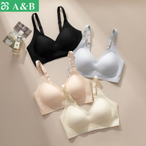 AB无钢圈文胸软支撑固定杯女士后搭扣透气收副乳内衣背心胸罩E609