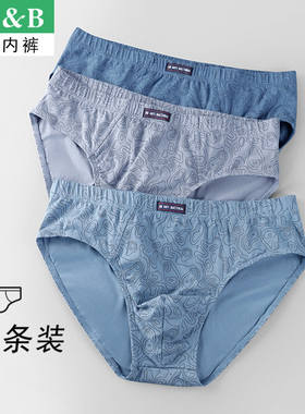AB内衣男士内裤纯棉中腰裤衩薄款大码男青年弹力抗菌三角裤B321
