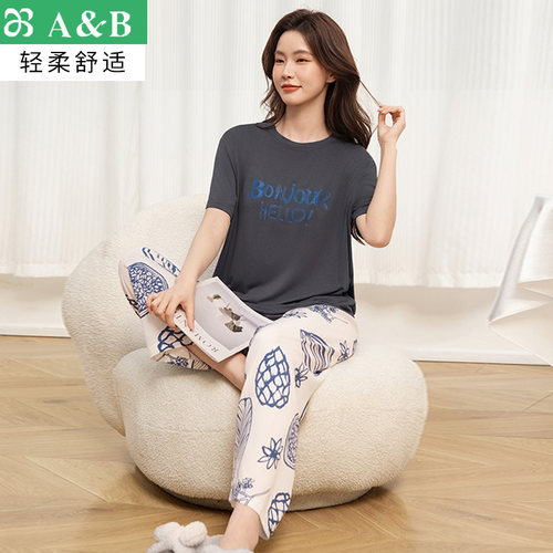 A&B女士春夏可外穿睡衣套装