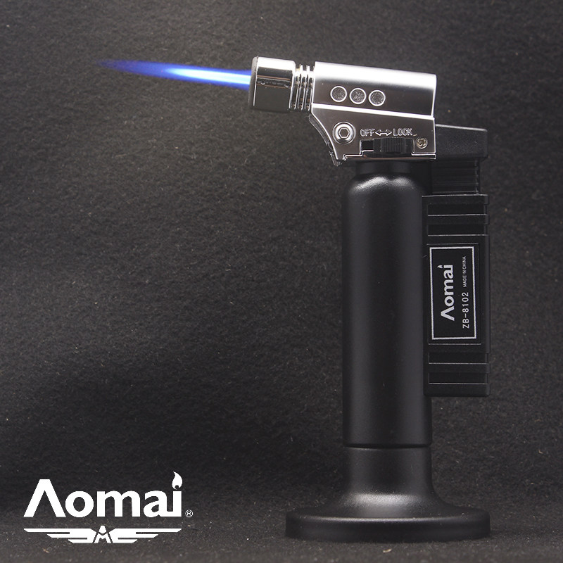 儿童保险安全扣定火开关耐用型充气直冲焊枪打火机 AOMAI奥麦8102