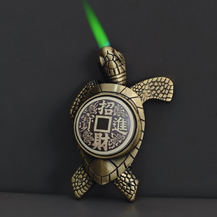 创意迷你招财旋转小海龟造型充气防风明火打火机乌龟定制刻字