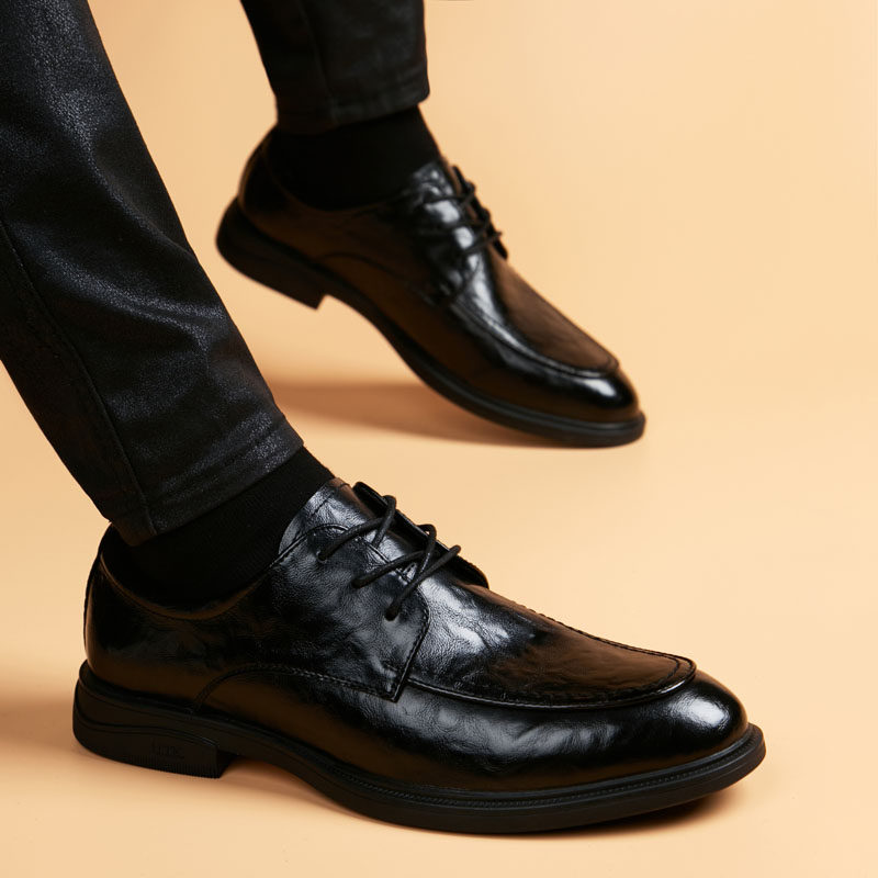皮鞋男真皮男款2025新款高级感男士正装商务休闲英伦内增高男鞋子