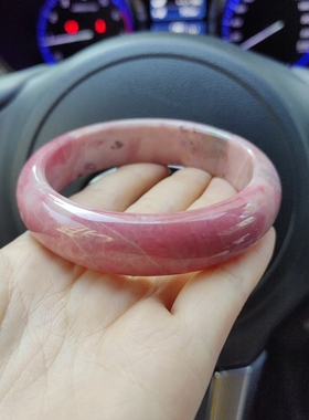珑心云赞  轮胎镯玫瑰粉红桃花色蔷薇辉石手镯  温润老料 62圈口