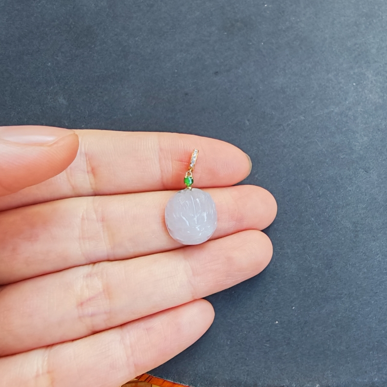 珑心  两用款龙头吊坠18k金伴钻石镶嵌天然翡翠吊坠有证书