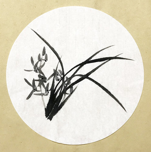 一元扇面宣纸画芯中式兰草国画