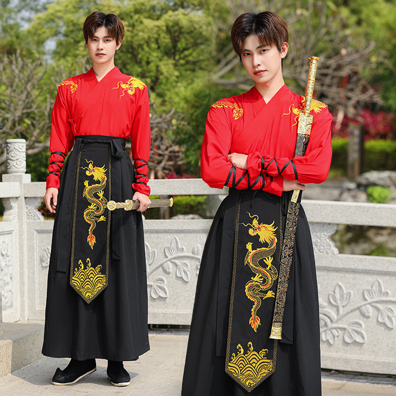 绣花汉服中国风男装女同款武侠复古学生日常班服团服表演影视套装 女装/女士精品 汉服套装 原图主图