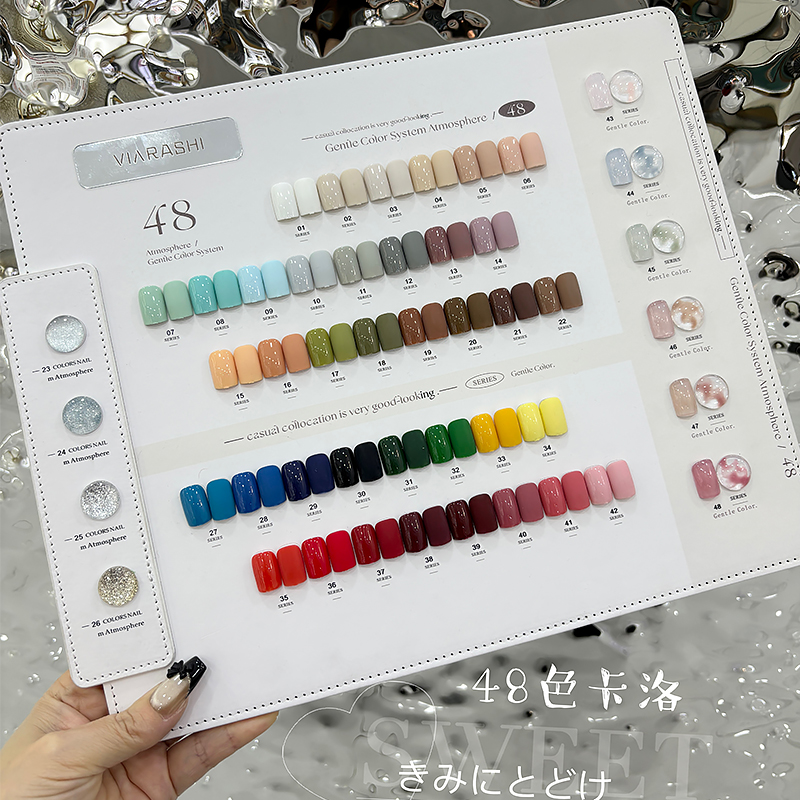 薇尼诗48色卡洛甲油胶2025新款流行彩虹色持久牢固拓客美甲店套装