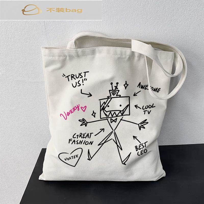 地狱客栈周边帆布包HazbinHotel阿拉斯托动漫定制手提袋学生书包