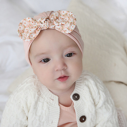 护囟门纯棉女宝宝婴儿帽子