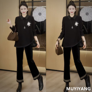 长袖 冬季 上衣 雾褶设计高级小众娃娃领拼接蕾丝高定打底衫 木易杨