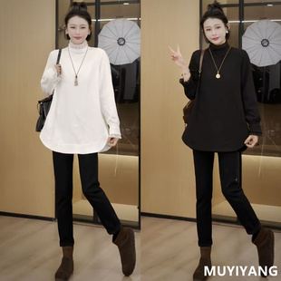 打底衫 木易杨 大码 超好看小众设计高级感拼接蕾丝加厚高定版 云衫