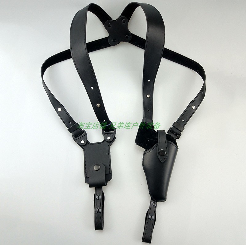 腋下手枪套肩背带隐藏快拔套牛皮肩挎便衣西服64 92 G17 P1 2011