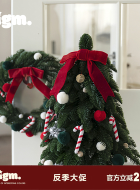 bigm仿真诺贝松毛球新年圣诞树袜花环门挂女朋友节日礼物家居摆件