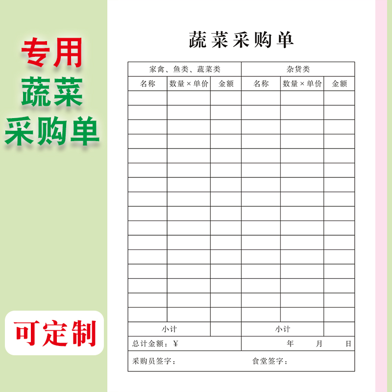 农贸市场蔬菜干菜采购表酒店食品采购单学校食堂食材采购蔬菜清单