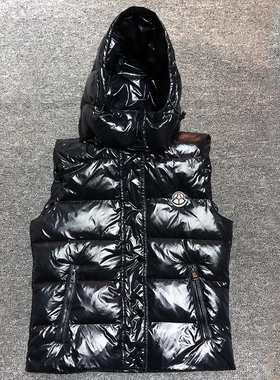 欧洲站2025冬季新款羽绒马甲女加厚背心情侣装坎肩带帽M蒙家外套