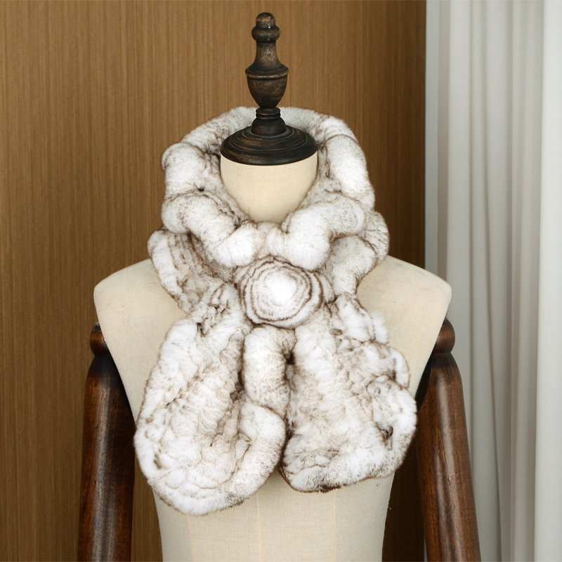 皮草兔毛荷叶边女冬季保暖围脖
