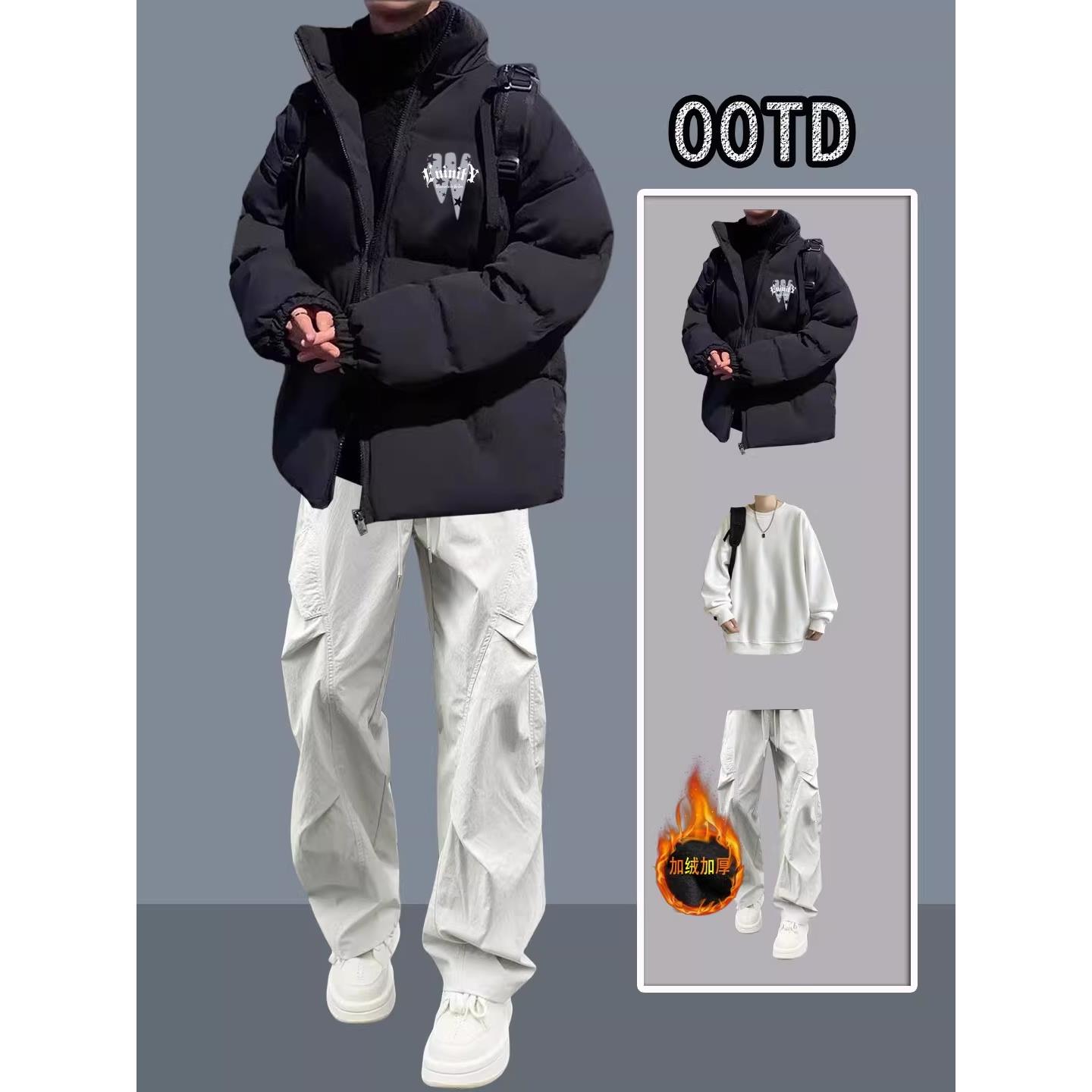 冬装加厚棉服外套男款潮牌高级感帅气青少年保暖立领棉衣夹克男装