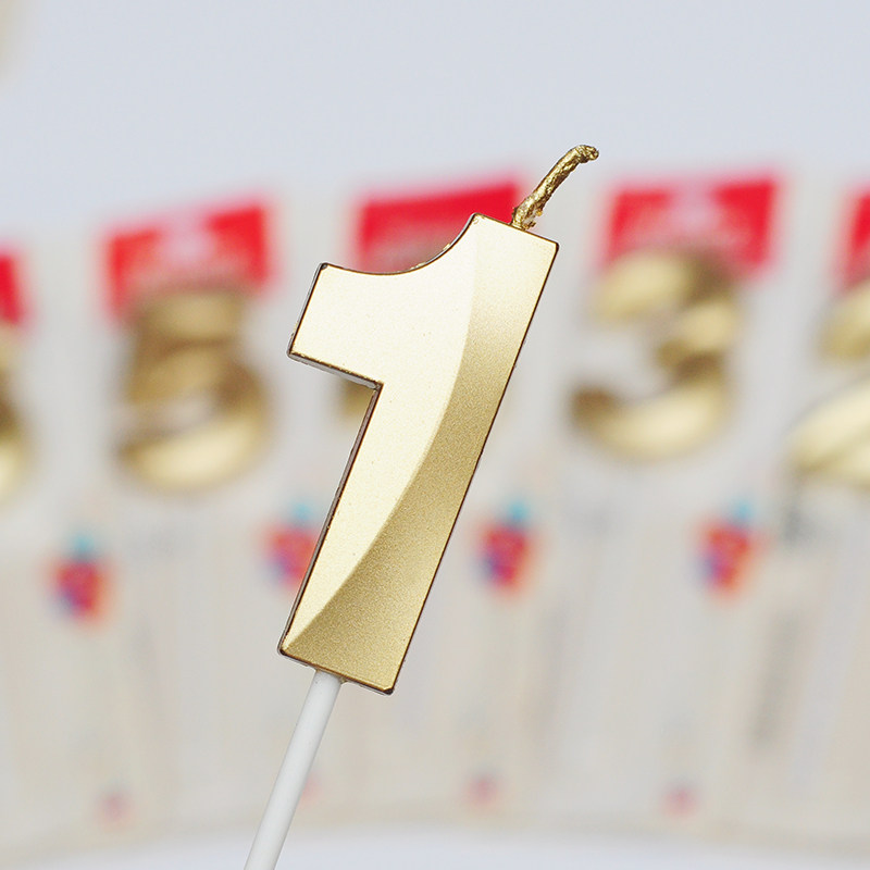 数字生日蜡烛宝宝周岁儿童蛋糕立体装饰摆件金色华丽创意浪漫单个
