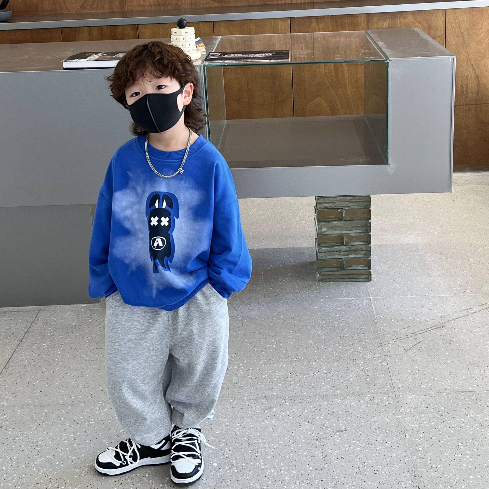 皮皮虾  男童卫衣套头衫圆领卡通宝宝上衣内搭外穿中小童保暖柔软