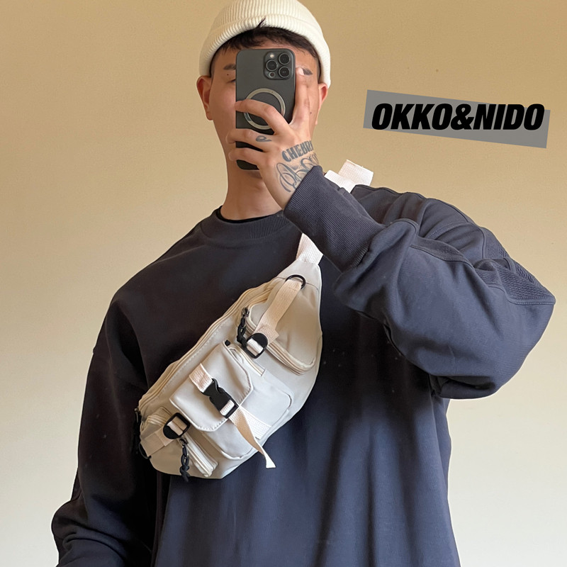 腰包OKKO周边潮帆布斜挎包机能摩托骑行手机包多口袋单肩小挎包男