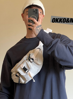 腰包OKKO周边潮帆布斜挎包机能摩托骑行手机包多口袋单肩小挎包男