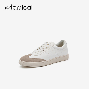 卡斯高真皮拼色德训鞋轻便舒适系带防滑运动休闲百搭潮流小白鞋女