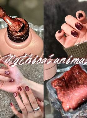 枯叶玫瑰猫眼爆闪秋冬晶石猫眼红色猫眼网红爆款甲油胶美甲店指甲