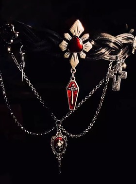 叠戴十字架项圈！朋克女y2k亚文化小众十字架项链锁骨链chocker