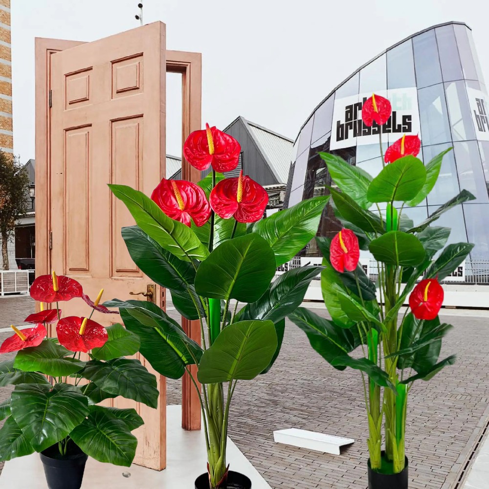 红掌假树盆栽假花绿植室内客厅玄关摆件大型落地装饰绿色仿真植物