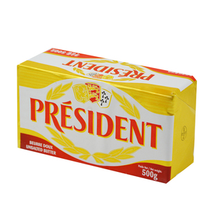 总统黄油块500g*3块 法国进口动物发酵淡味黄油奶油面包烘焙原料