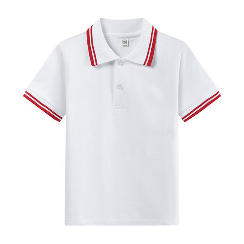 小学生校服短袖polo衫青少年内搭半袖白t恤初中生纯色班服