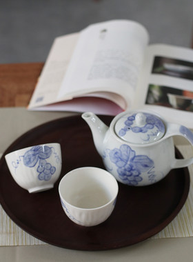 出口过滤网餐厅手绘葡萄日式茶具