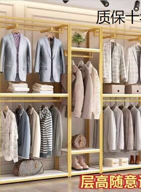 钢架烤漆服装展示架双层落地衣架商场男女童装货架组合挂衣服架子