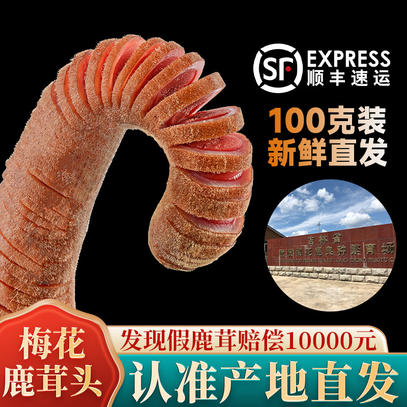 人参鹿茸片肉苁蓉中药材泡酒专用吉林梅花鹿新鲜鹿茸头整根100克