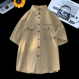 2025夏装新款时尚男贴标印花港风短袖衬衣705-C03-P50控68，男装T恤，星座705