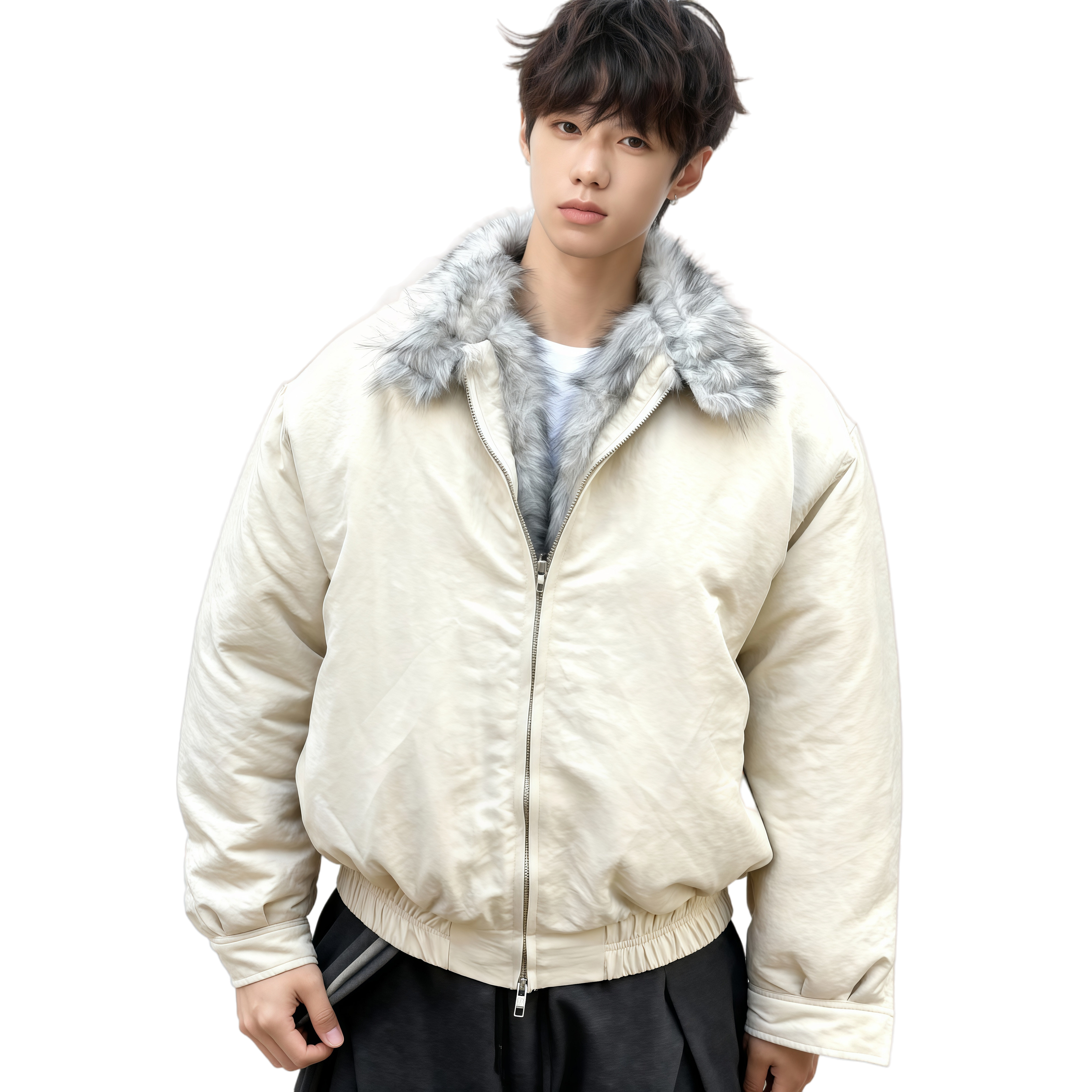 25美式高街座山雕仿狼毛加厚毛领棉服男高级感棉衣特批M3696-P98,男装棉衣,星座705