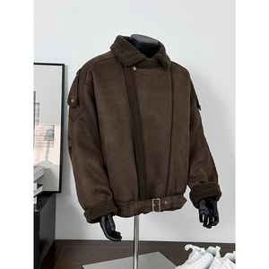 25冬新美拉德皮毛一体加厚外套保暖机车棉服暗黑风潮705-M71-P128图片