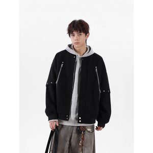 【现货】25秋新美式复古拼接棒球服拉链夹克呢外套 705-W8867-P95图片