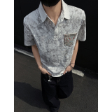 25夏新高品质男风满天星拼色polo短袖T黑墙705-T006-P48无差价，男装Polo衫，星座705