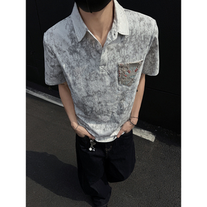 25夏新高品质男风满天星拼色polo短袖T黑墙705-T006-P48无差价图片
