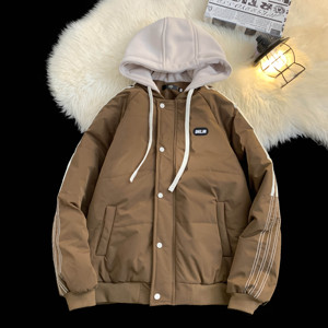 25冬装 现货 假两件贴标连帽棉衣平铺加厚棉服外套705-M501-特P40,男装棉衣,星座705