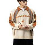 26春新款美式潮牌宽松半拉链套头提花针织衫毛衣男705-Y815-特P68，男装针织衫/毛衣，星座705