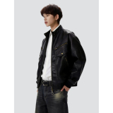 26春美式复古肌理感PU皮衣立领外套男潮牌街头705-JK5889-特P88，男装皮衣，星座705