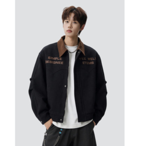 26春复古撞色翻领工装夹克拼接字母印花百搭外套705-JK5881-特P78，男装夹克，星座705