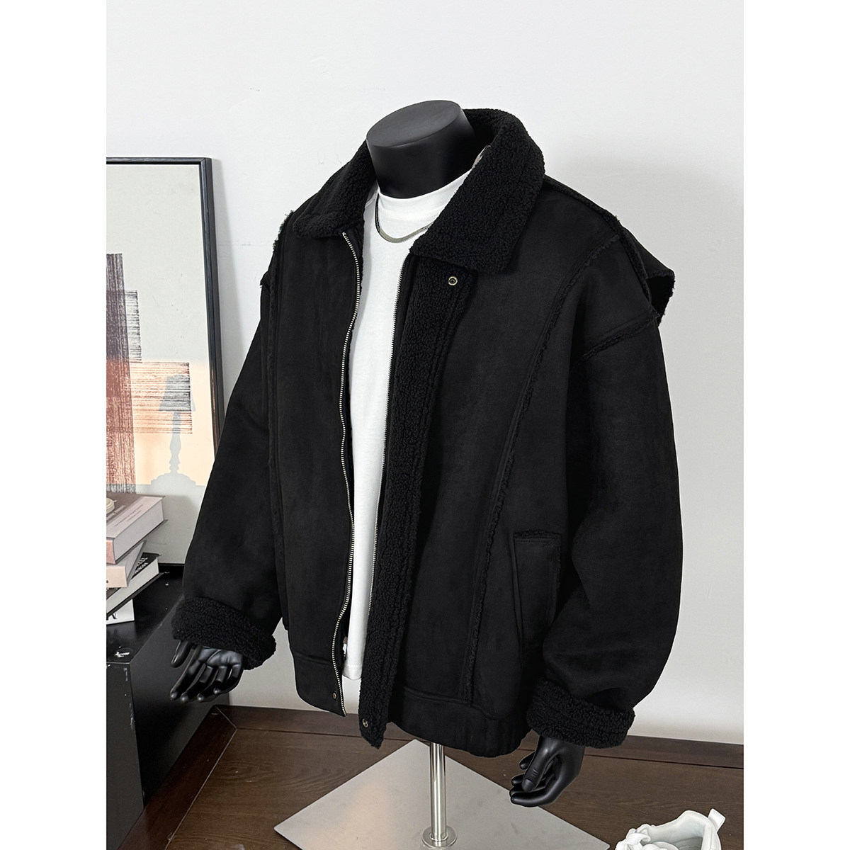 25冬季新款美拉德皮毛一体加厚外套保暖机车棉服潮705-M72-P120,男装棉衣,星座705
