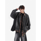 2025秋新款牛仔水洗假两件时尚百搭男夹克外套705-W8852-P128，男装工装外套，星座705