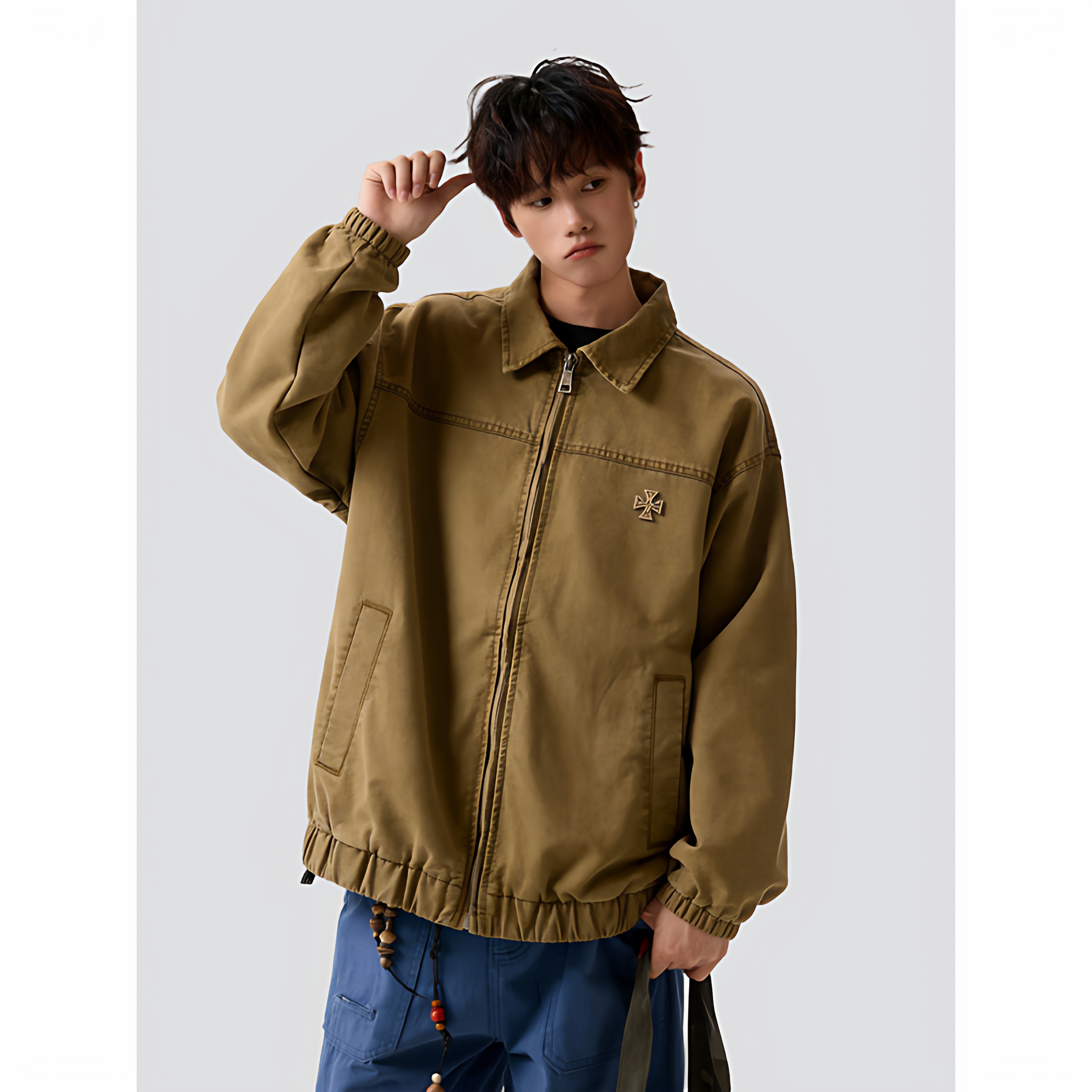 26春新款底特律工装夹克男春季潮牌飞行员美式705-JK5896-特P73,男装夹克,星座705