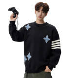 25冬潮轻奢高端撞色圆领慵懒风四叶条纹韩版针织毛衣705-Y812-P55，男装针织衫/毛衣，星座705