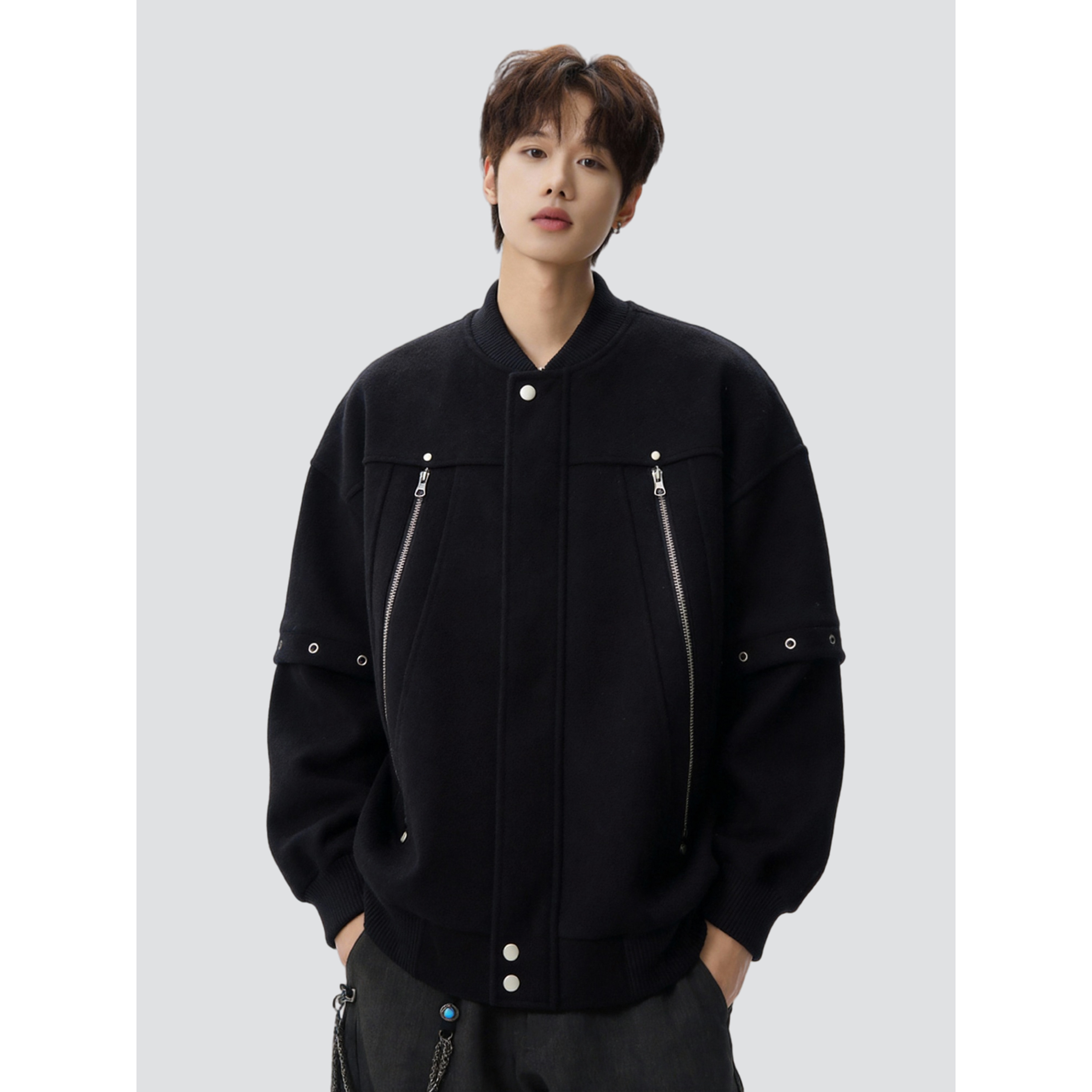 【现货】26春新美式复古拼接棒球服拉链夹克呢外套 705-W8867-P88图片